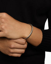 Sculpted Cable Cuff Bracelet in 18K White Gold, 5.5mm